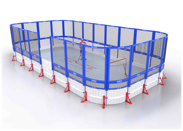 EZ ICE PRO Home Arena System ™ – New Synthetic Ice / Street Hockey Rink: [PRO // 20ft * 40ft // Net-Net-Net // Round Corners // With Bumpers] - 020040NNNRBS