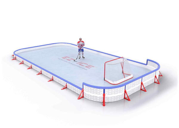 EZ ICE PRO Home Arena System ™ – New Synthetic Ice / Street Hockey Rink: [PRO // 20ft * 40ft // Classic-Classic-Double // Round Corners // With Bumpers] - 020040CCDRBS