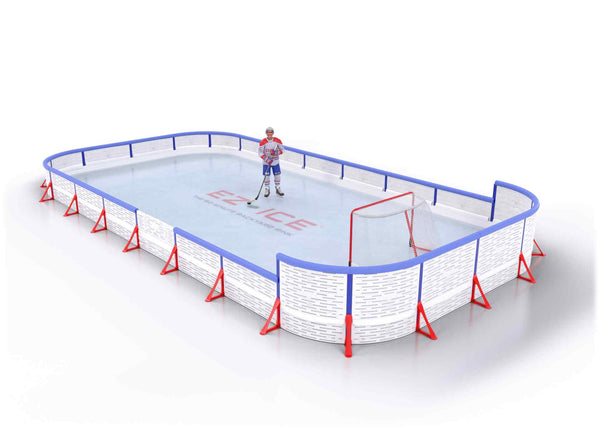 EZ ICE PRO Home Arena System ™ – New Synthetic Ice / Street Hockey Rink: [PRO // 20ft * 40ft // Double-Double-Arena // Round Corners // With Bumpers] - 020040DDARBS