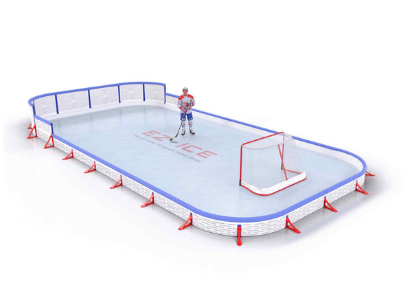 EZ ICE PRO Home Arena System ™ – New Synthetic Ice / Street Hockey Rink: [PRO // 20ft * 40ft // Arena-Classic-Classic // Round Corners // With Bumpers] - 020040ACCRBS