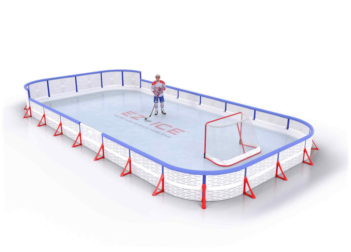 EZ ICE PRO Home Arena System ™ – New Synthetic Ice / Street Hockey Rink: [PRO // 20ft * 35ft // Arena-Double-Double // Round Corners // With Bumpers] - 020035ADDRBS