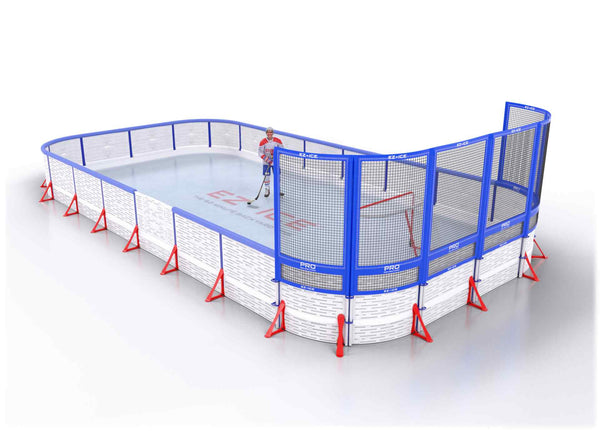 EZ ICE PRO Home Arena System ™ – New Synthetic Ice / Street Hockey Rink: [PRO // 20ft * 40ft // Arena-Arena-Net // Round Corners // With Bumpers] - 020040AANRBS