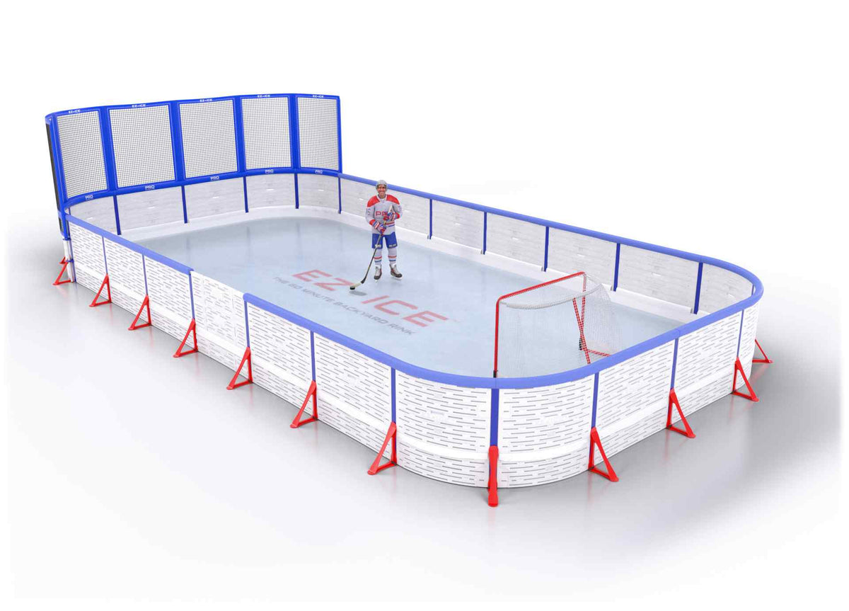 EZ ICE PRO Home Arena System ™ – New Synthetic Ice / Street Hockey Rink: [PRO // 20ft * 40ft // Net-Arena-Arena // Round Corners // With Bumpers] - 020040NAARBS