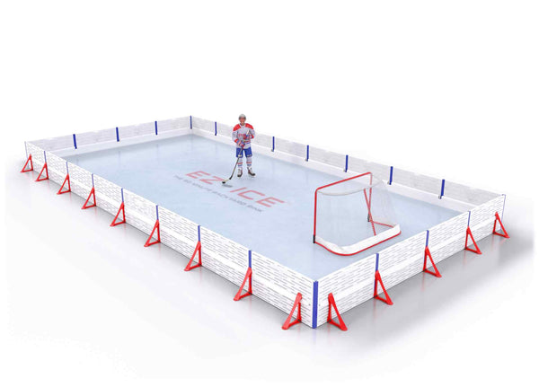 EZ ICE PRO Home Arena System ™ – New Synthetic Ice / Street Hockey Rink: [PRO // 20ft * 40ft // Double-Double-Double // Square Corners // No Bumpers] - 020040DDDSXS