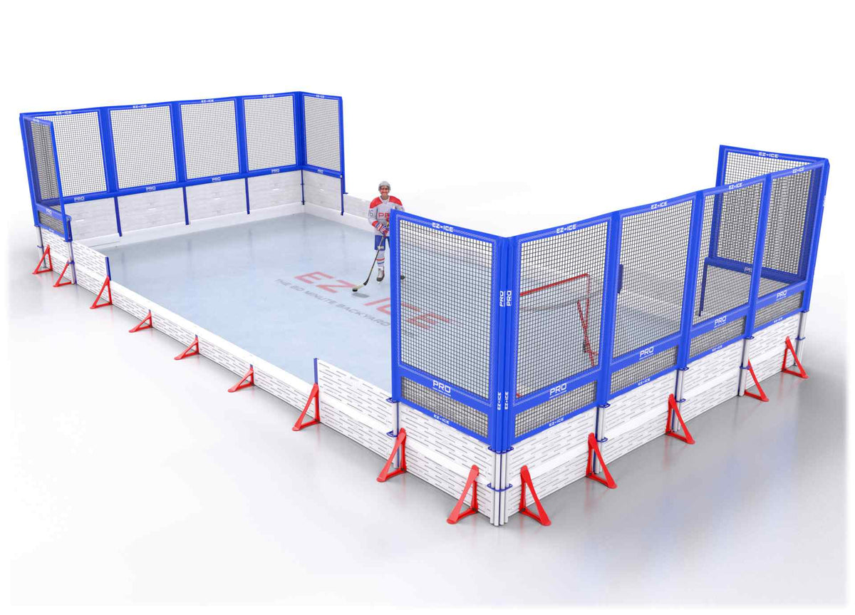 EZ ICE PRO Home Arena System ™ – New Synthetic Ice / Street Hockey Rink: [PRO // 20ft * 40ft // Net-Classic-Net // Square Corners // No Bumpers] - 020040NCNSXS