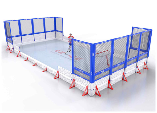 EZ ICE PRO Home Arena System ™ – New Synthetic Ice / Street Hockey Rink: [PRO // 20ft * 40ft // Net-Classic-Net // Square Corners // No Bumpers] - 020040NCNSXS