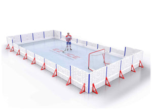 EZ ICE PRO Home Arena System ™ – New Synthetic Ice / Street Hockey Rink: [PRO // 20ft * 40ft // Arena-Double-Arena // Square Corners // No Bumpers] - 020040ADASXS