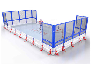 EZ ICE PRO Home Arena System ™ – New Synthetic Ice / Street Hockey Rink: [PRO // 20ft * 40ft // Net-Double-Net // Square Corners // No Bumpers] - 020040NDNSXS
