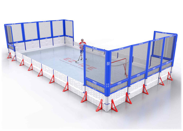 EZ ICE PRO Home Arena System ™ – New Synthetic Ice / Street Hockey Rink: [PRO // 20ft * 40ft // Net-Double-Net // Square Corners // No Bumpers] - 020040NDNSXS
