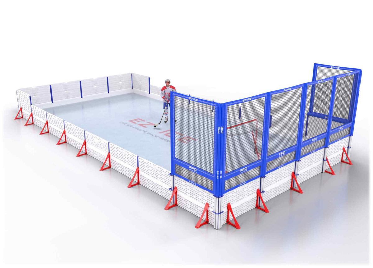 EZ ICE PRO Home Arena System ™ – New Rink: [PRO // 20ft * 40ft // Arena-Double-Net // Square Corners // No Bumpers] - 020040ADNSXX