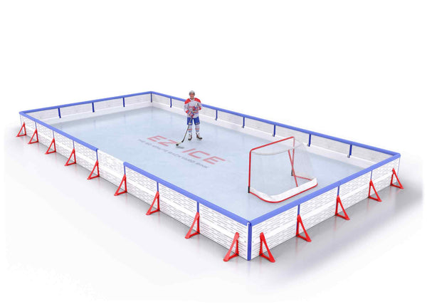 EZ ICE PRO Home Arena System ™ – New Synthetic Ice / Street Hockey Rink: [PRO // 20ft * 40ft // Double-Double-Double // Square Corners // With Bumpers] - 020040DDDSBS
