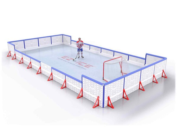 EZ ICE PRO Home Arena System ™ – New Rink: [PRO // 20ft * 45ft // Arena-Double-Arena // Square Corners // With Bumpers] - 020045ADASBX