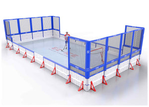 EZ ICE PRO Home Arena System ™ – New Synthetic Ice / Street Hockey Rink: [PRO // 20ft * 30ft // Net-Double-Net // Square Corners // With Bumpers] - 020030NDNSBS