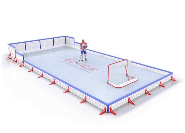 EZ ICE PRO Home Arena System ™ – New Synthetic Ice / Street Hockey Rink: [PRO // 20ft * 40ft // Arena-Classic-Classic // Square Corners // With Bumpers] - 020040ACCSBS