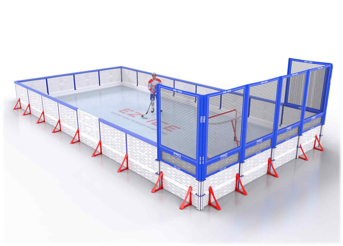 EZ ICE PRO Home Arena System ™ – New Rink: [PRO // 20ft * 40ft // Arena-Arena-Net // Square Corners // With Bumpers] - 020040AANSBX