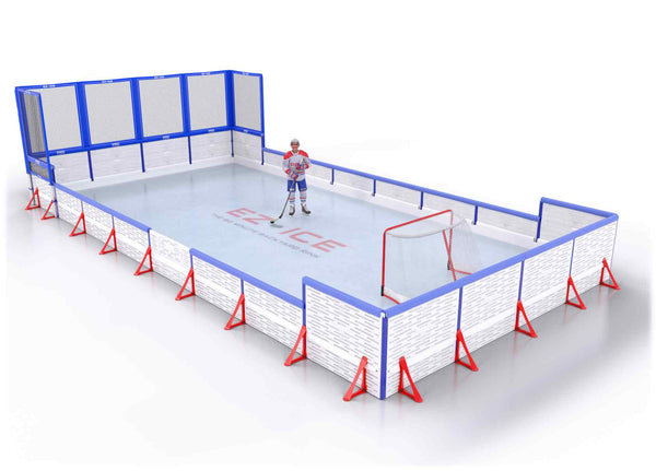 EZ ICE PRO Home Arena System ™ – New Synthetic Ice / Street Hockey Rink: [PRO // 20ft * 40ft // Net-Double-Arena // Square Corners // With Bumpers] - 020040NDASBS