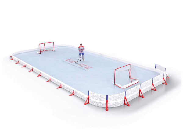 EZ ICE PRO Home Arena System ™ – New Synthetic Ice / Street Hockey Rink: [PRO // 25ft * 50ft // Classic-Classic-Double // Round Corners // No Bumpers] - 025050CCDRXS