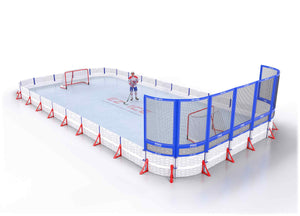 EZ ICE PRO Home Arena System ™ – New Synthetic Ice / Street Hockey Rink: [PRO // 25ft * 50ft // Double-Double-Net // Round Corners // No Bumpers] - 025050DDNRXS