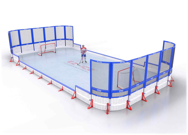 EZ ICE PRO Home Arena System ™ – New Synthetic Ice / Street Hockey Rink: [PRO // 25ft * 55ft // Net-Classic-Net // Round Corners // With Bumpers] - 025055NCNRBS
