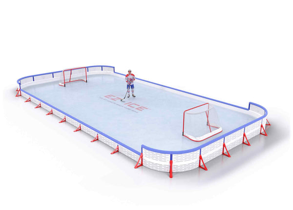 EZ ICE PRO Home Arena System ™ – New Synthetic Ice / Street Hockey Rink: [PRO // 25ft * 65ft // Double-Classic-Double // Round Corners // With Bumpers] - 025065DCDRBS