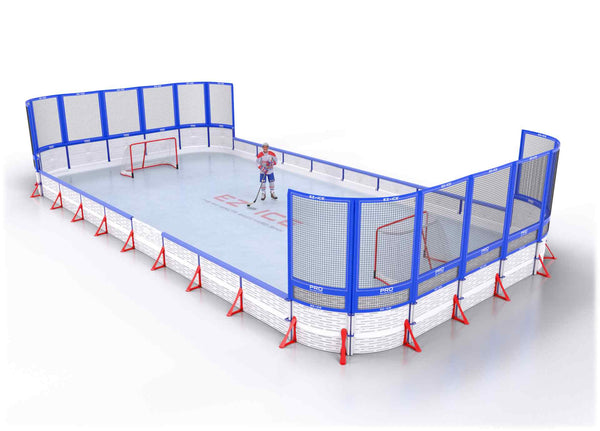 EZ ICE PRO Home Arena System ™ – New Synthetic Ice / Street Hockey Rink: [PRO // 25ft * 50ft // Net-Double-Net // Round Corners // With Bumpers] - 025050NDNRBS