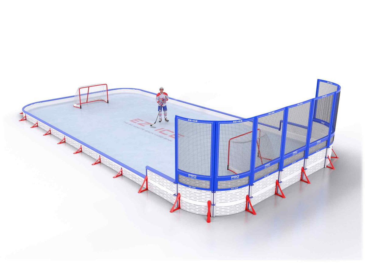 EZ ICE PRO Home Arena System ™ – Upgrade from [PRO // 20ft * 40ft // Classic-Classic-Classic // Round Corners // With Bumpers] to [PRO // 25ft * 50ft // Classic-Classic-Net // Round Corners // With Bumpers] - WUP000040180