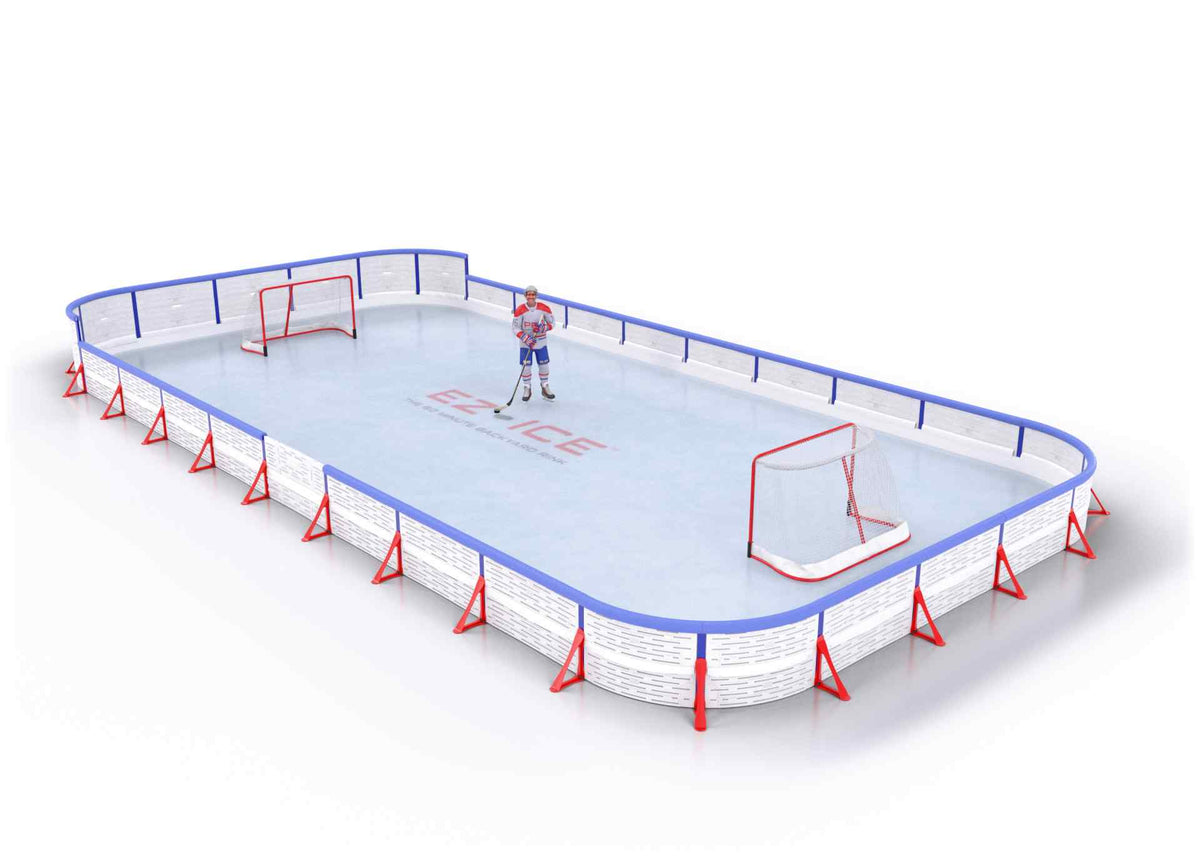 EZ ICE PRO Home Arena System ™ – New Rink: [PRO // 25ft * 65ft // Arena-Double-Double // Round Corners // With Bumpers] - 025065ADDRBX
