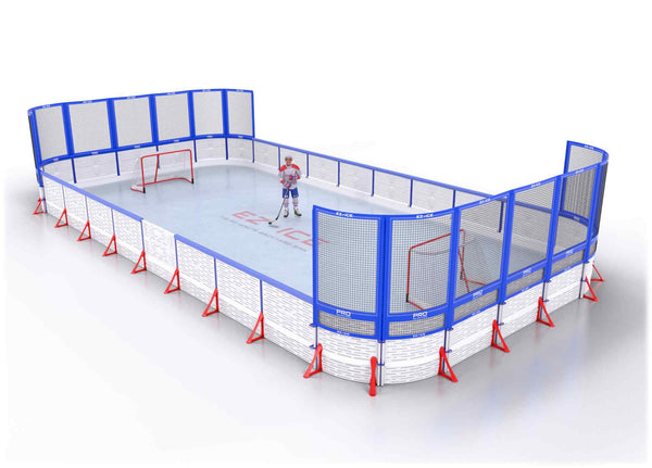 EZ ICE PRO Home Arena System ™ – New Synthetic Ice / Street Hockey Rink: [PRO // 25ft * 50ft // Net-Arena-Net // Round Corners // With Bumpers] - 025050NANRBS