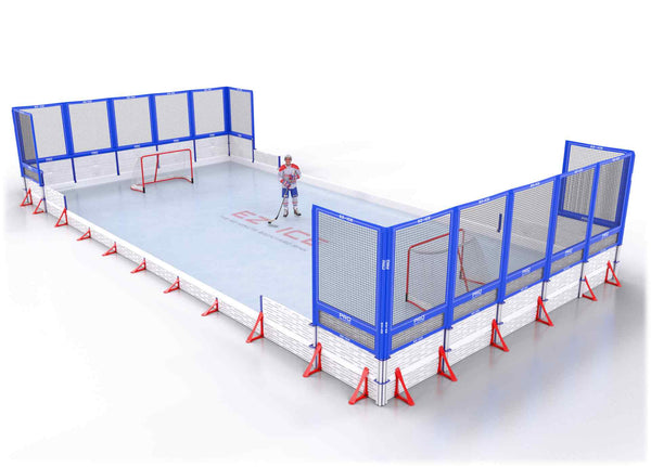 EZ ICE PRO Home Arena System ™ – New Synthetic Ice / Street Hockey Rink: [PRO // 25ft * 50ft // Net-Classic-Net // Square Corners // No Bumpers] - 025050NCNSXS