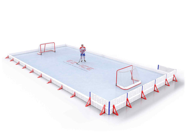 EZ ICE PRO Home Arena System ™ – New Synthetic Ice / Street Hockey Rink: [PRO // 25ft * 50ft // Classic-Classic-Double // Square Corners // No Bumpers] - 025050CCDSXS