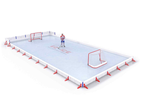 EZ ICE PRO Home Arena System ™ – New Synthetic Ice / Street Hockey Rink: [PRO // 25ft * 50ft // Double-Classic-Classic // Square Corners // No Bumpers] - 025050DCCSXS