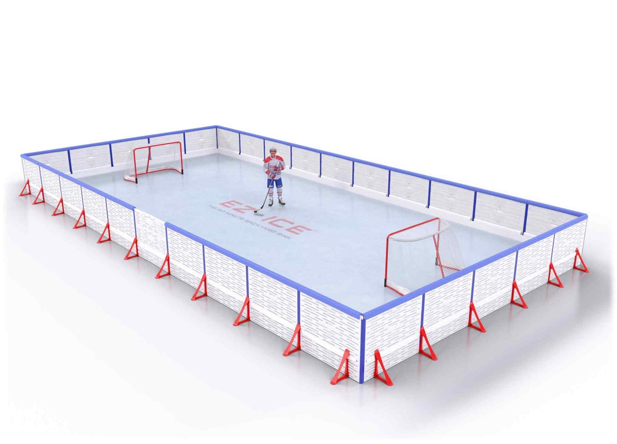 EZ ICE PRO Home Arena System ™ – New Rink: [PRO // 25ft * 50ft // Arena-Arena-Arena // Square Corners // With Bumpers] - 025050AAASBX
