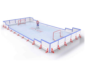 EZ ICE PRO Home Arena System ™ – New Synthetic Ice / Street Hockey Rink: [PRO // 25ft * 45ft // Arena-Classic-Arena // Square Corners // With Bumpers] - 025045ACASBS