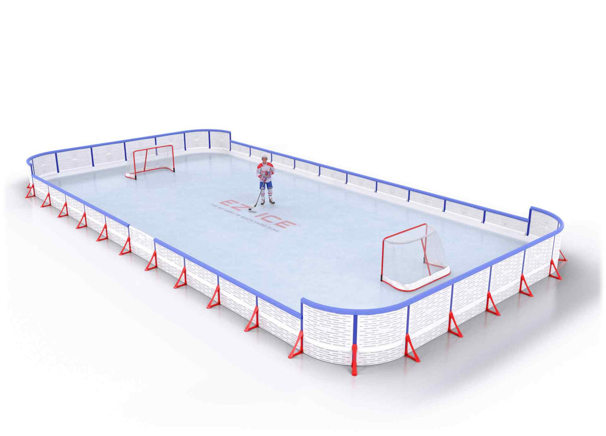 EZ ICE PRO Home Arena System ™ – New Synthetic Ice / Street Hockey Rink: [PRO // 30ft * 60ft // Arena-Double-Arena // Round Corners // With Bumpers] - 030060ADARBS