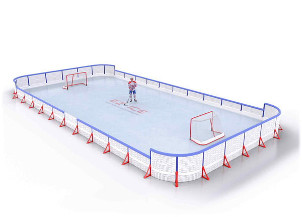 EZ ICE PRO Home Arena System ™ – New Synthetic Ice / Street Hockey Rink: [PRO // 35ft * 55ft // Arena-Double-Arena // Round Corners // With Bumpers] - 035055ADARBS