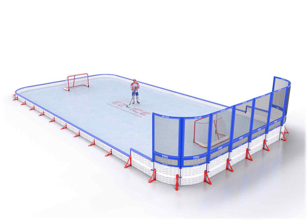 EZ ICE PRO Home Arena System ™ – New Synthetic Ice / Street Hockey Rink: [PRO // 30ft * 60ft // Classic-Classic-Net // Round Corners // With Bumpers] - 030060CCNRBS