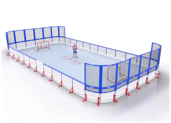 EZ ICE PRO Home Arena System ™ – New Synthetic Ice / Street Hockey Rink: [PRO // 35ft * 45ft // Net-Arena-Net // Round Corners // With Bumpers] - 035045NANRBS