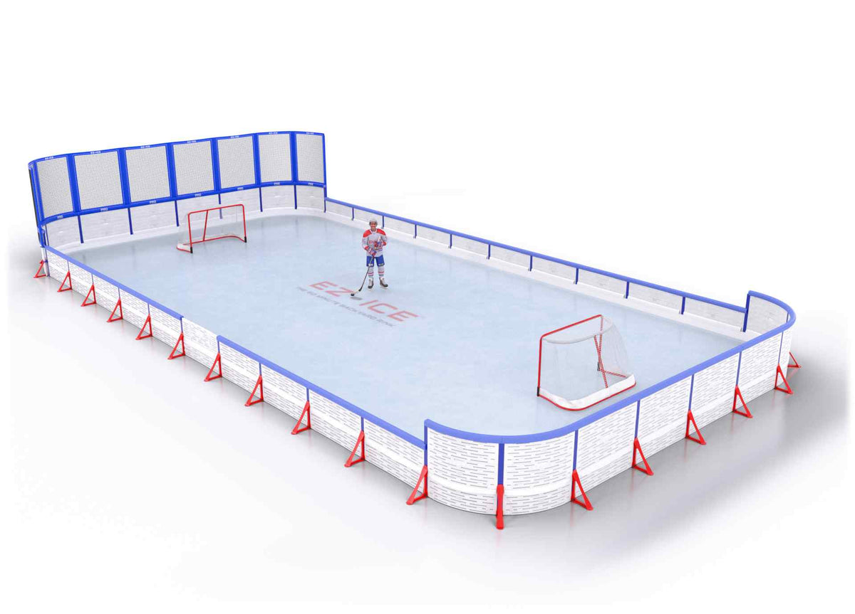EZ ICE PRO Home Arena System ™ – New Synthetic Ice / Street Hockey Rink: [PRO // 30ft * 60ft // Net-Double-Arena // Round Corners // With Bumpers] - 030060NDARBS