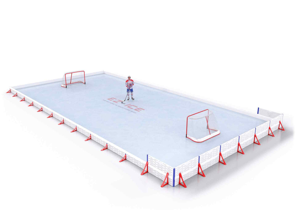 EZ ICE PRO Home Arena System ™ – New Synthetic Ice / Street Hockey Rink: [PRO // 30ft * 60ft // Classic-Classic-Double // Square Corners // No Bumpers] - 030060CCDSXS