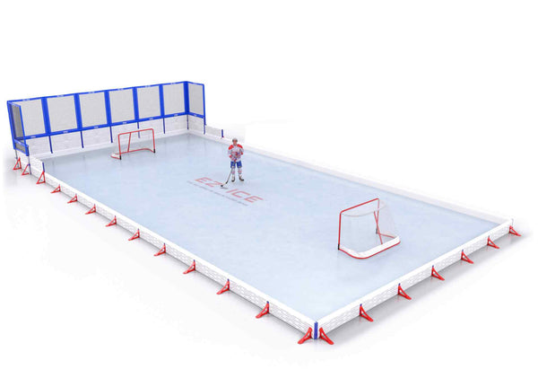 EZ ICE PRO Home Arena System ™ – New Synthetic Ice / Street Hockey Rink: [PRO // 30ft * 60ft // Net-Classic-Classic // Square Corners // No Bumpers] - 030060NCCSXS