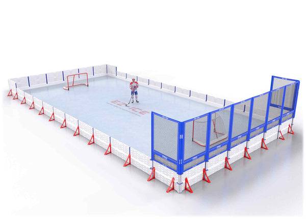 EZ ICE PRO Home Arena System ™ – New Rink: [PRO // 35ft * 70ft // Arena-Double-Net // Square Corners // No Bumpers] - 035070ADNSXX