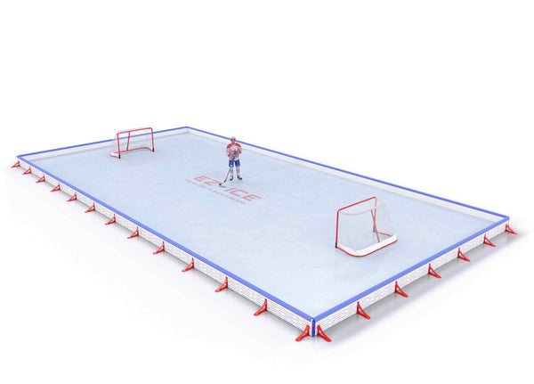 EZ ICE PRO Home Arena System ™ – New Synthetic Ice / Street Hockey Rink: [PRO // 30ft * 60ft // Classic-Classic-Classic // Square Corners // With Bumpers] - 030060CCCSBS