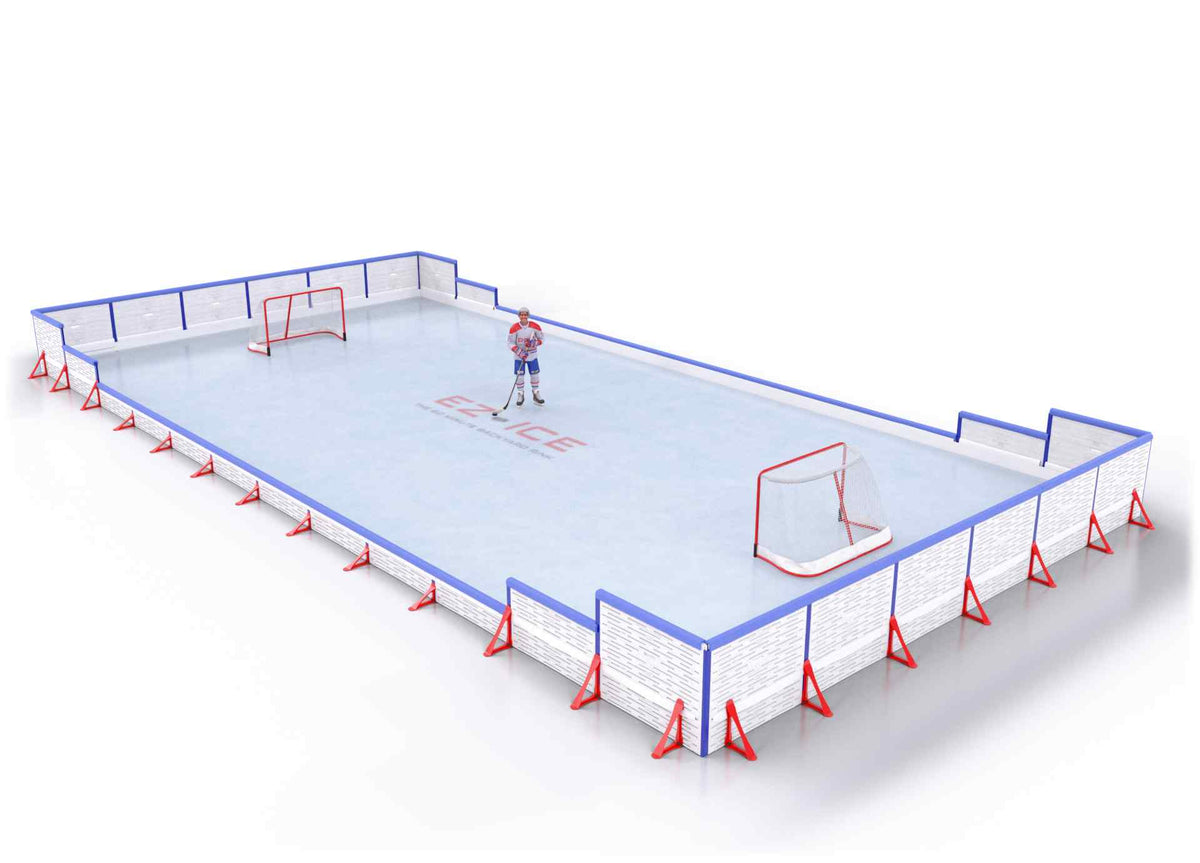EZ ICE PRO Home Arena System ™ – New Synthetic Ice / Street Hockey Rink: [PRO // 30ft * 60ft // Arena-Classic-Arena // Square Corners // With Bumpers] - 030060ACASBS