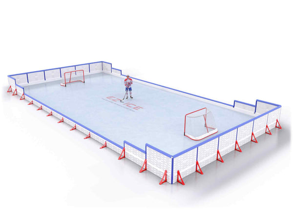 EZ ICE PRO Home Arena System ™ – New Synthetic Ice / Street Hockey Rink: [PRO // 30ft * 60ft // Arena-Classic-Arena // Square Corners // With Bumpers] - 030060ACASBS
