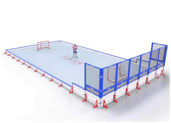 EZ ICE PRO Home Arena System ™ – New Synthetic Ice / Street Hockey Rink: [PRO // 30ft * 60ft // Classic-Classic-Net // Square Corners // With Bumpers] - 030060CCNSBS