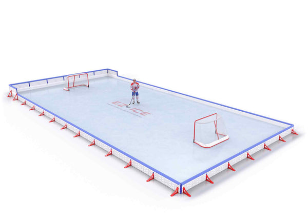 EZ ICE PRO Home Arena System ™ – New Synthetic Ice / Street Hockey Rink: [PRO // 30ft * 60ft // Double-Classic-Classic // Square Corners // With Bumpers] - 030060DCCSBS