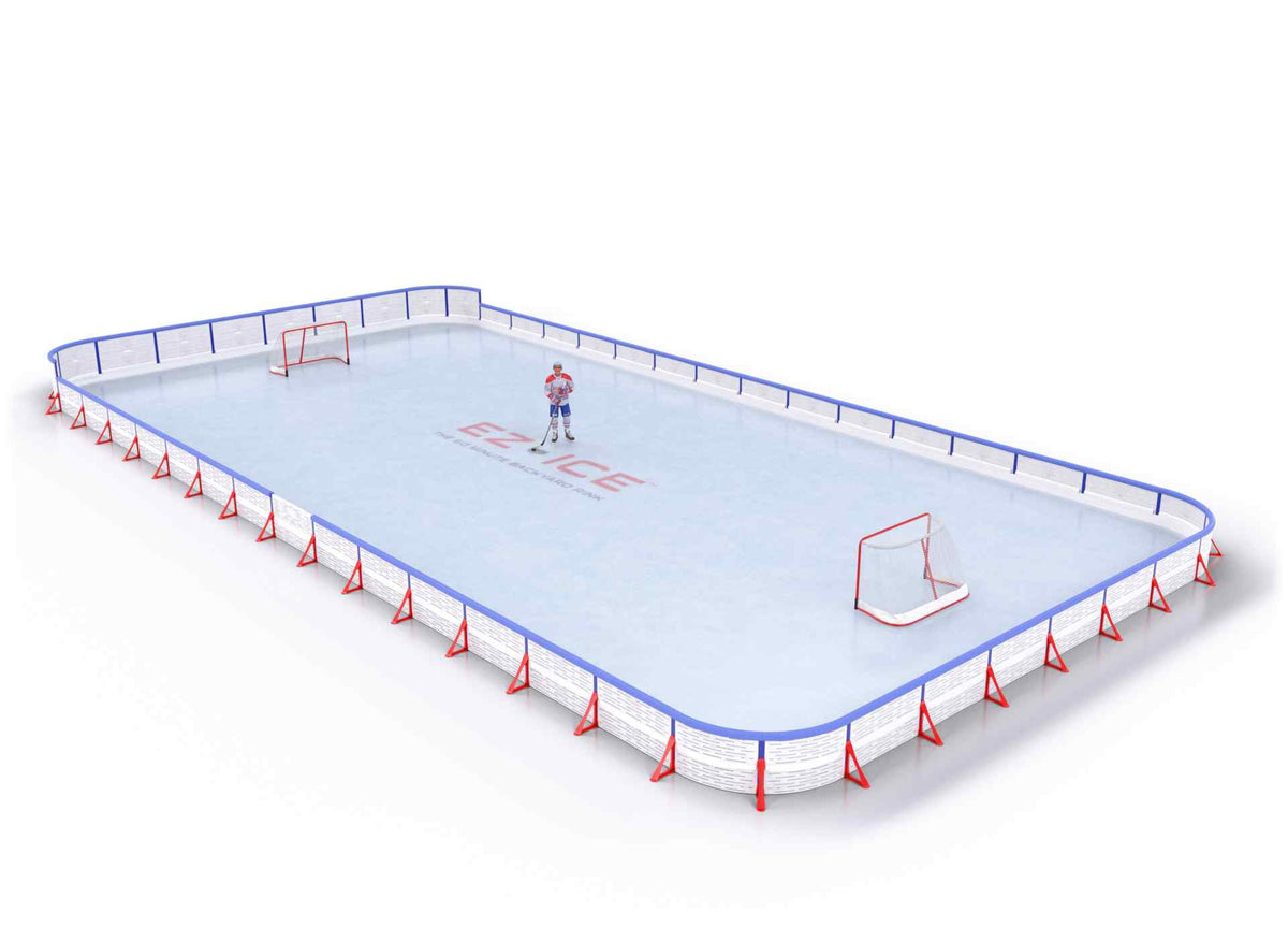 EZ ICE PRO Home Arena System ™ – New Rink: [PRO // 40ft * 80ft // Arena-Double-Double // Round Corners // With Bumpers] - 040080ADDRBX