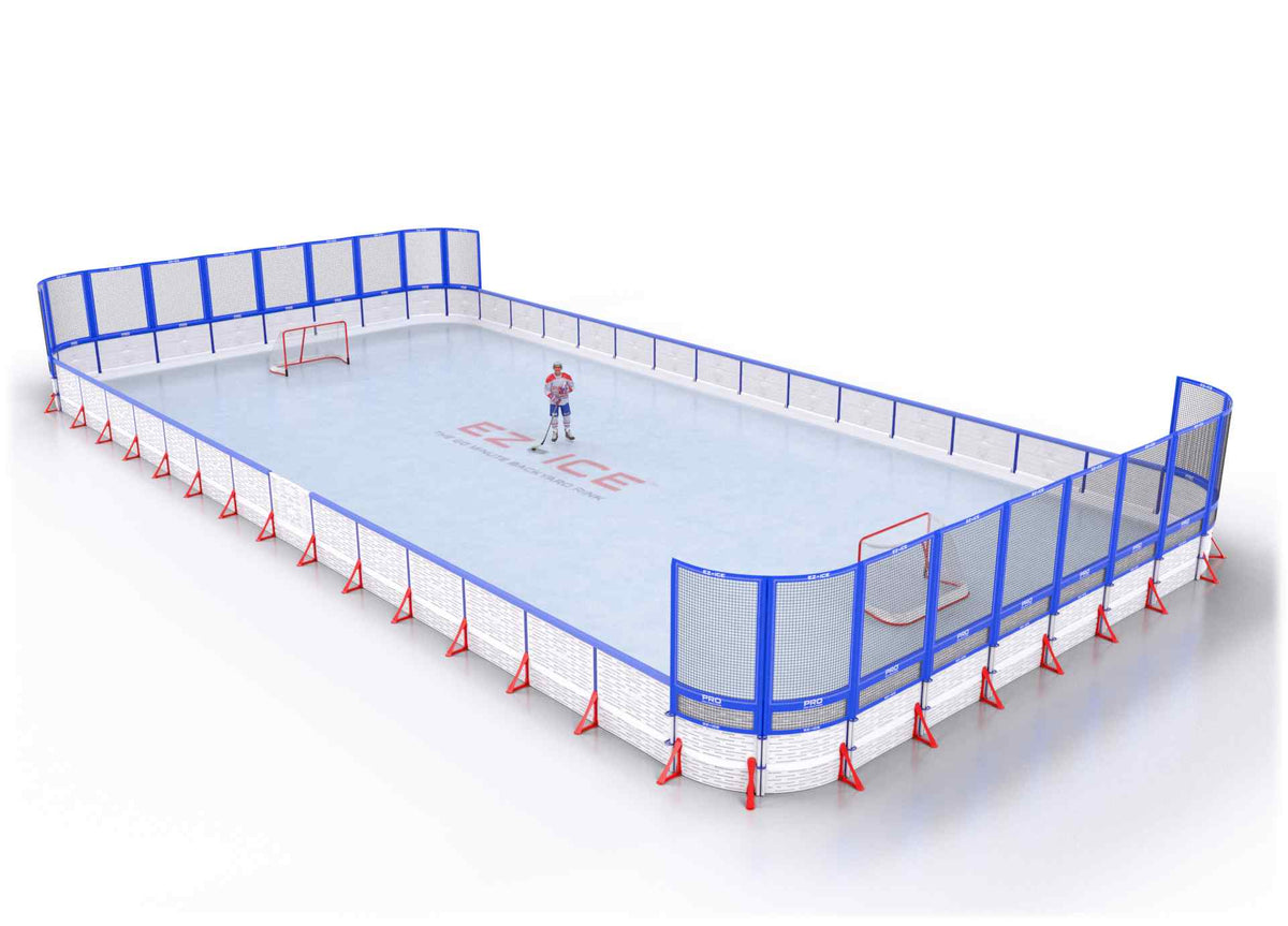 EZ ICE PRO Home Arena System ™ – Upgrade from [PRO // 30ft * 60ft // Classic-Classic-Classic // Round Corners // With Bumpers] to [PRO // 40ft * 80ft // Net-Arena-Net // Round Corners // With Bumpers] - WUP000039907