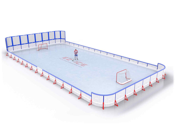 EZ ICE PRO Home Arena System ™ – New Synthetic Ice / Street Hockey Rink: [PRO // 40ft * 80ft // Net-Double-Arena // Round Corners // With Bumpers] - 040080NDARBS