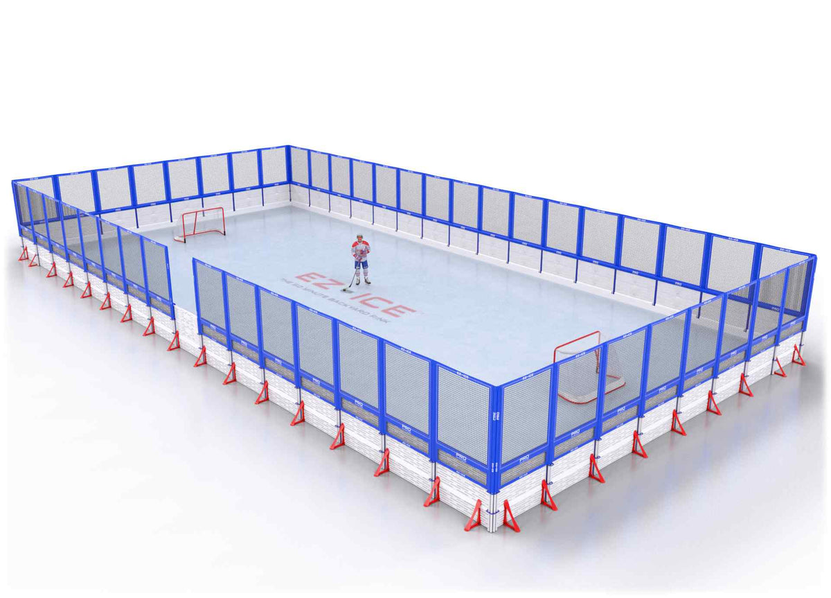 EZ ICE PRO Home Arena System ™ – New Synthetic Ice / Street Hockey Rink: [PRO // 40ft * 40ft // Net-Net-Net // Square Corners // No Bumpers] - 040040NNNSXS